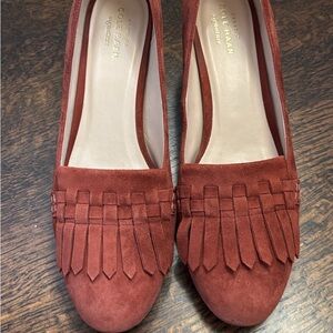 Cole Haan size 9 women’s Mabel fringe block heel like new